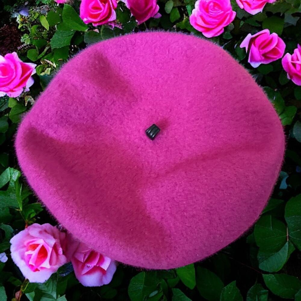 Gymboree Girls Hat Sz 5 6 7 Head of‎ the Class Raspberry Beret Vintage Wool